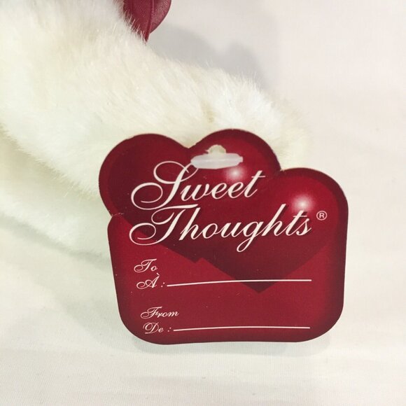 NWT New Dandee Stuffed Animal Plush White Bear In Hat With Matching Fabric Heart - Picture 4 of 5